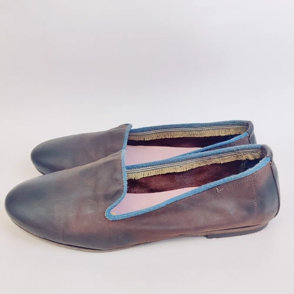 H by Hudson Brown Leather Flats Sz 38